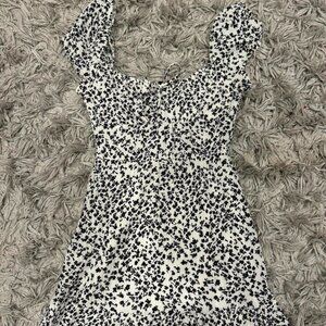 Bershka white and black floral dress size small